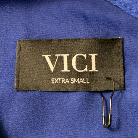 VICI Blue Green One Shoulder Floral Peplum Blouse Top XS NWT - Picture 7 of 9